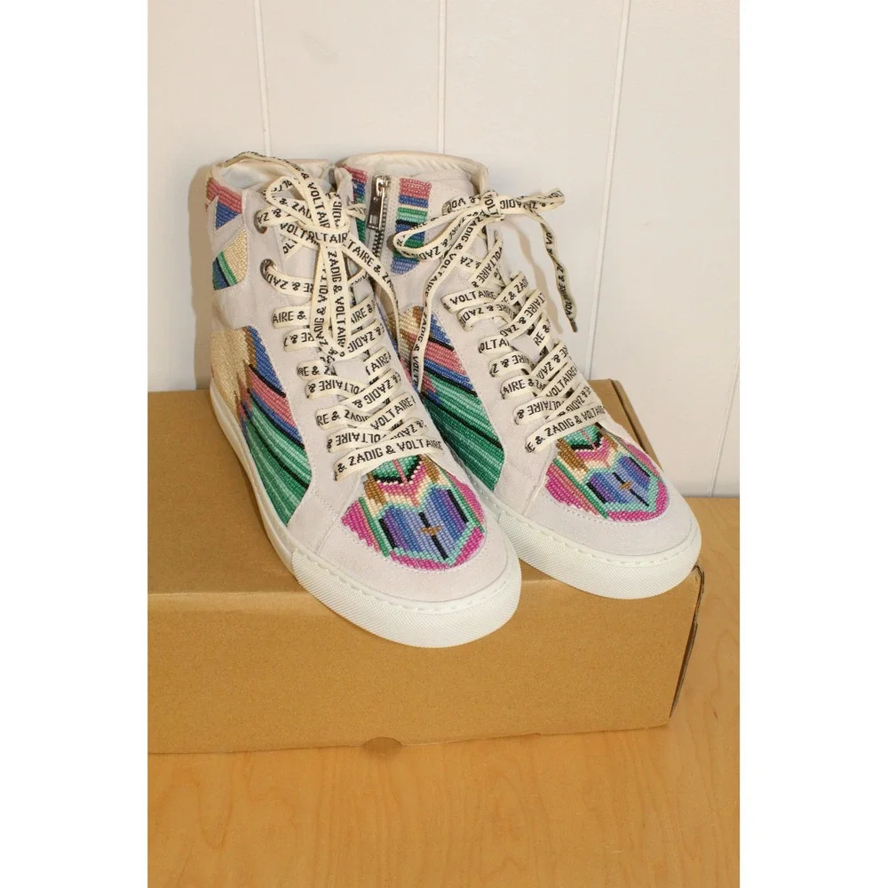Zadig & Voltaire NIB High Flash Folk Beads High Top Sneaker Size‎ 41/10